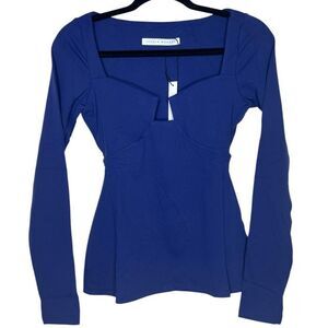 NEW Susana Monaco Angle Wire Long Sleeve Top Thunder Blue XL